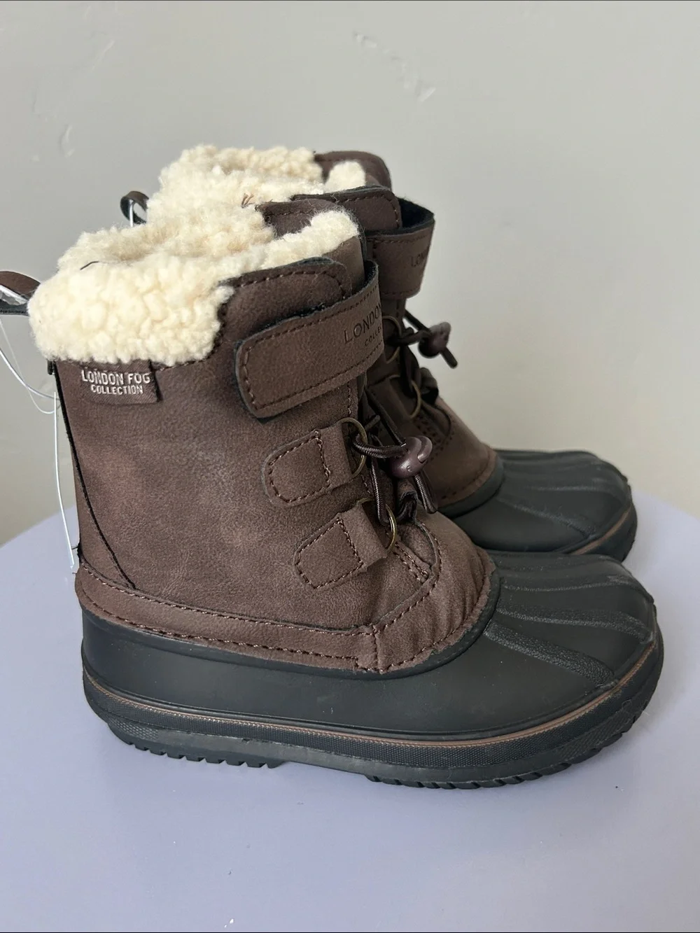 London Fog Collection Kids Brown Oxford Cold-Weather Snow Boots Sz 5 and 10